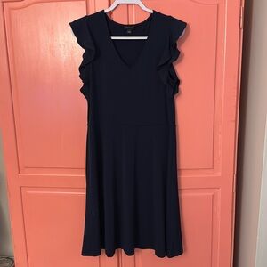 Ann Taylor Factory ruffle shoulder dress L